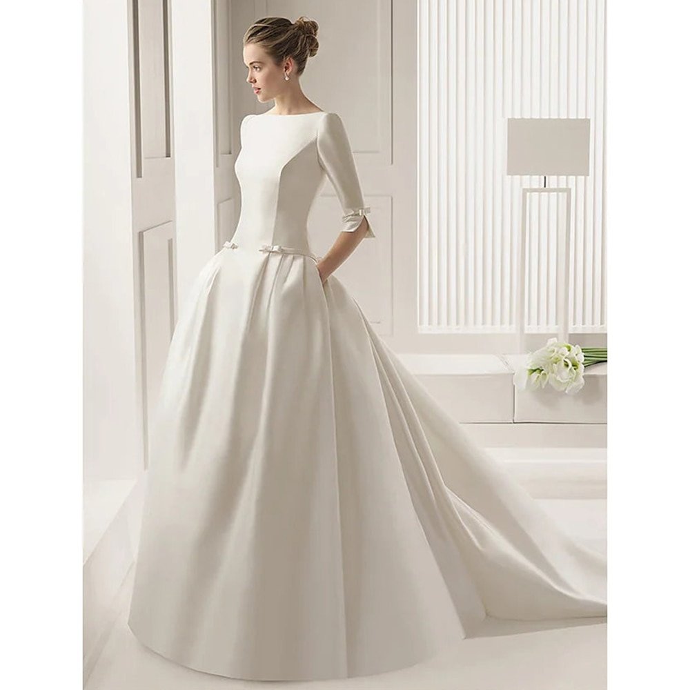 Классическое свадебное платье с рукавами