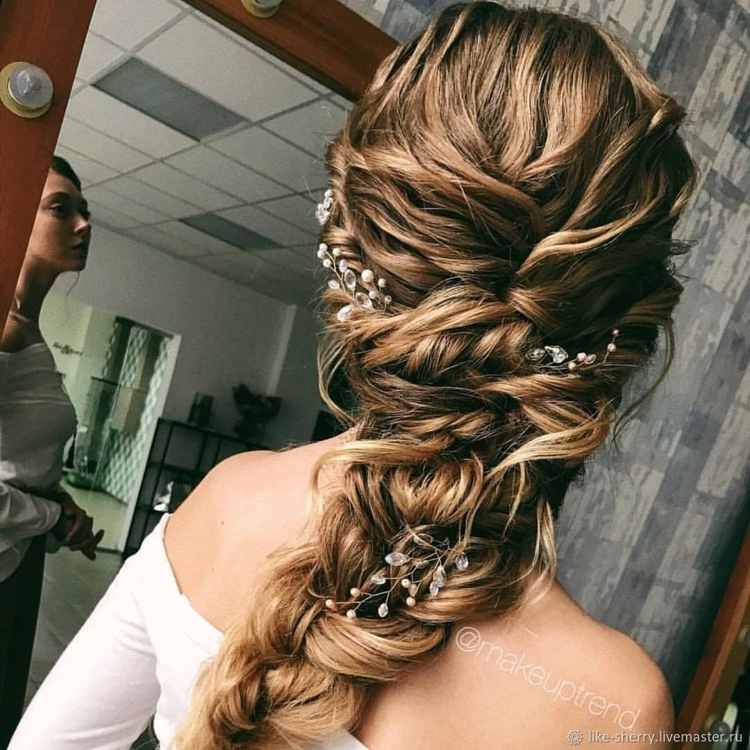Свадебная Греческая коса с жемчугом