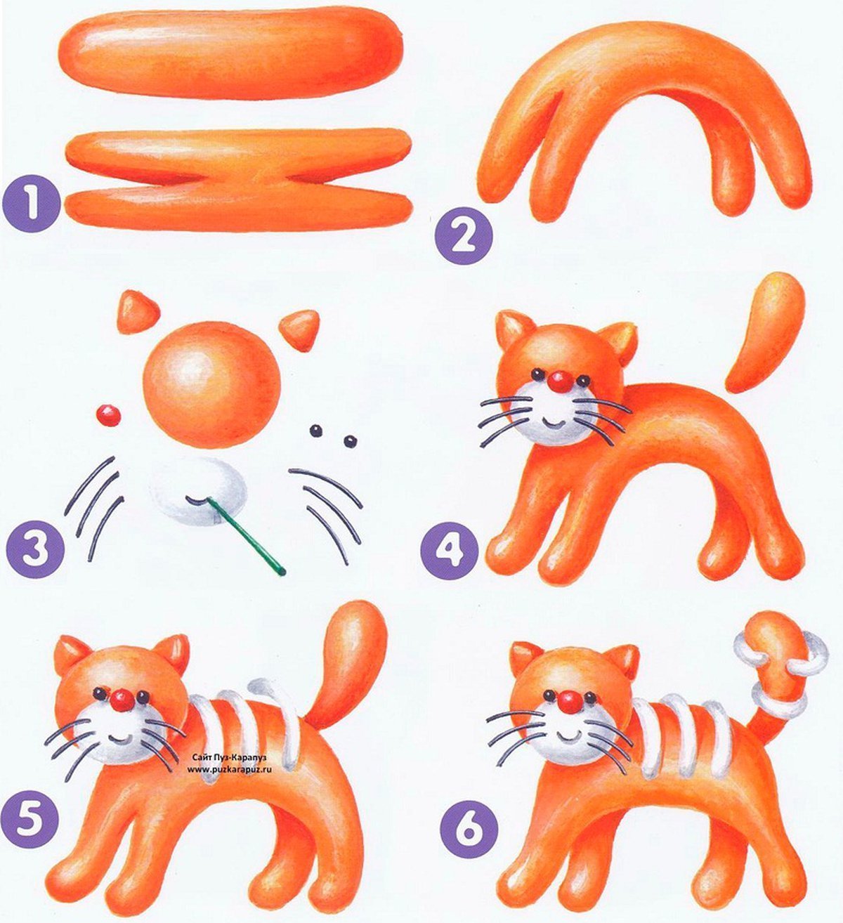 Как сделать из пластилина год. Лепить из пластилина кошку инструкция для детей. Схемы лепки для дошкольников. Слепки из пластилина. Схема лепки животных из пластилина.