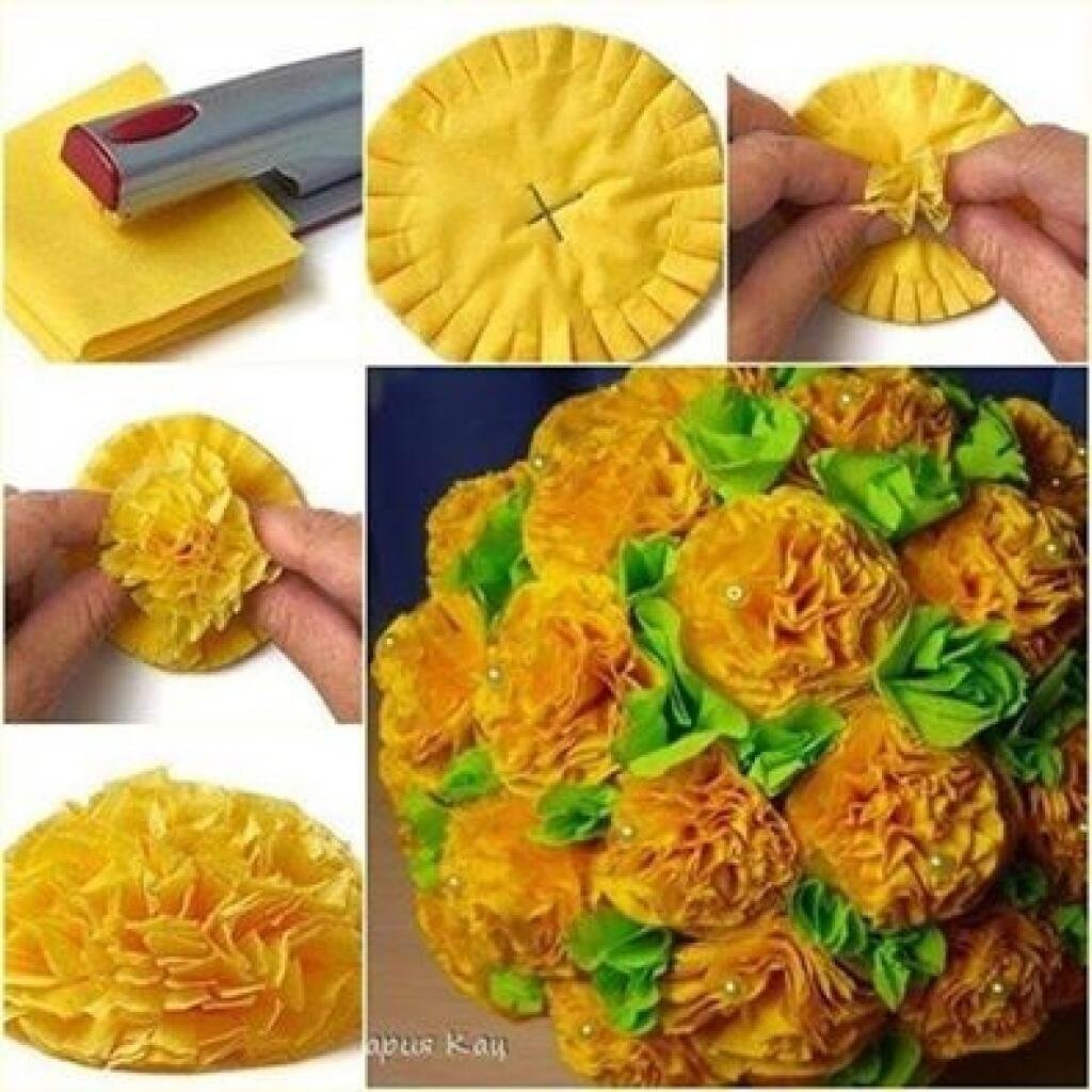 Цветы из салфеток бумажных
