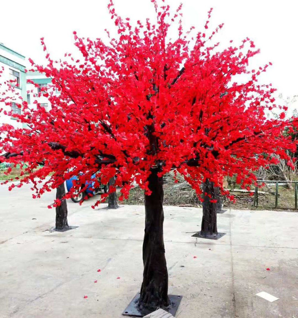 Деревья цветущие красным цветом