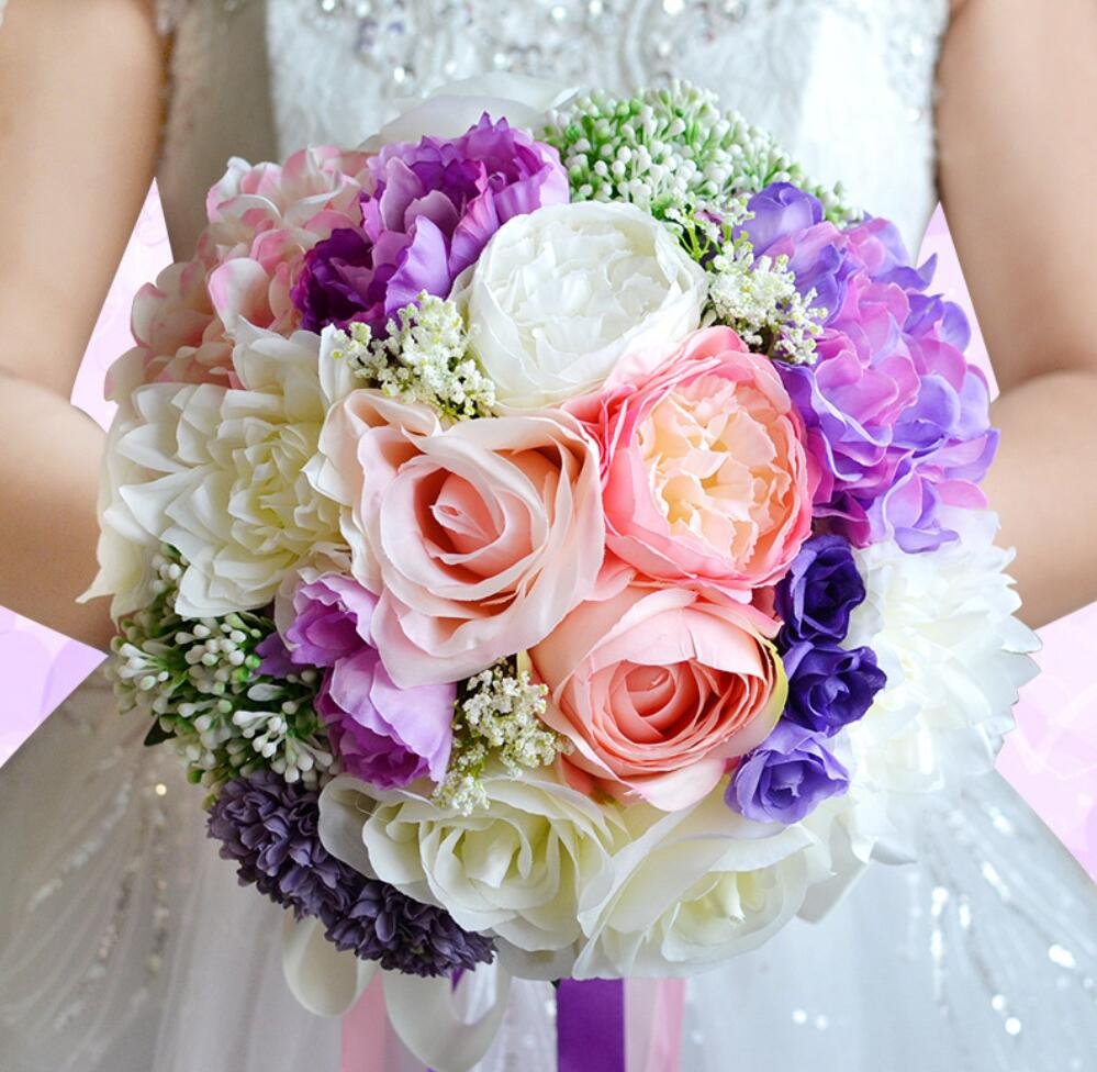Фиолетовый букет на свадьбу