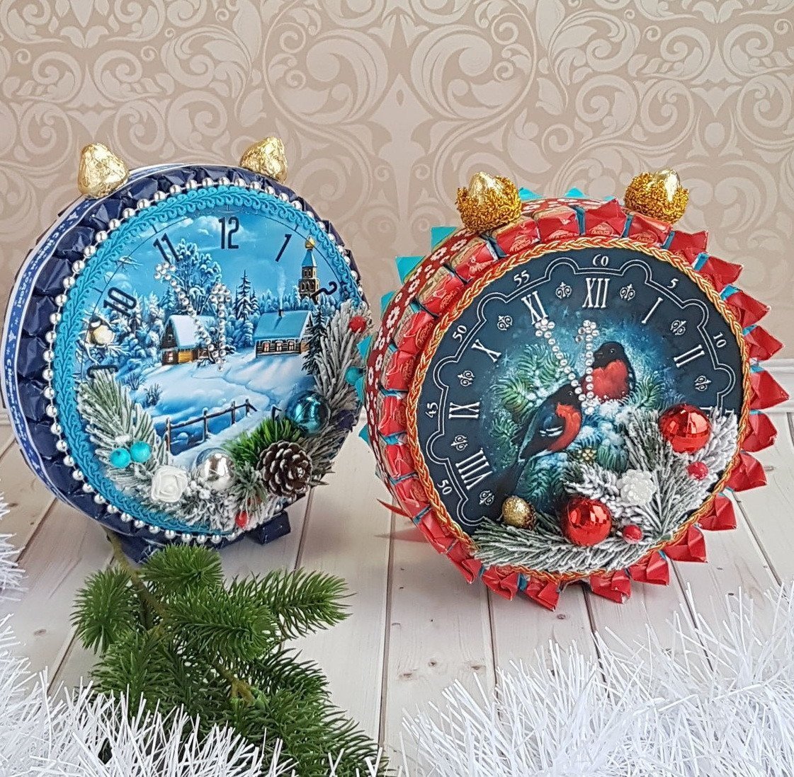 Новогодние часы поделка