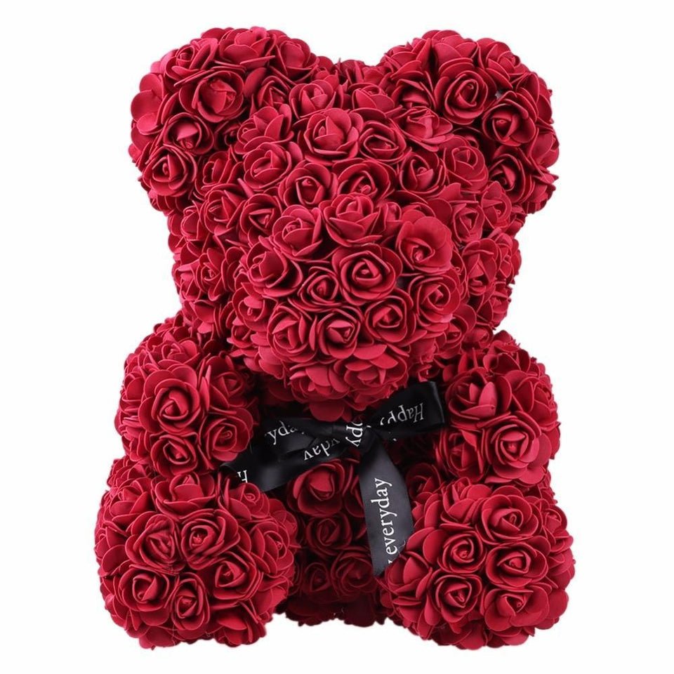Мишка из роз 3d 40см (красный)