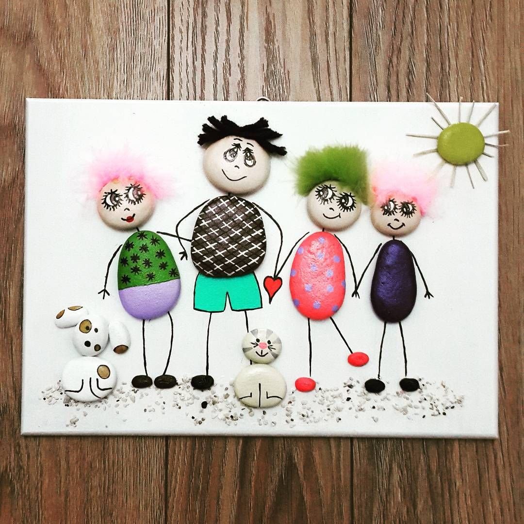 Поделки из камней семья