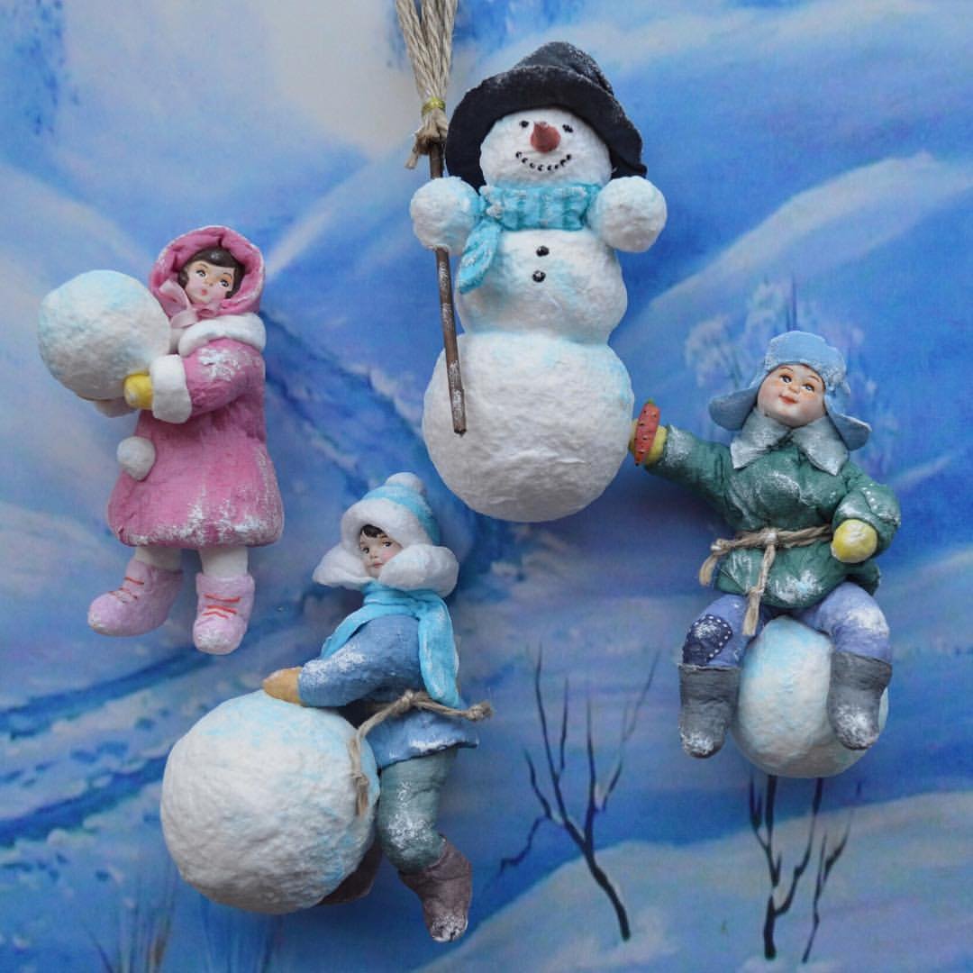 Новогодние игрушки из ваты
