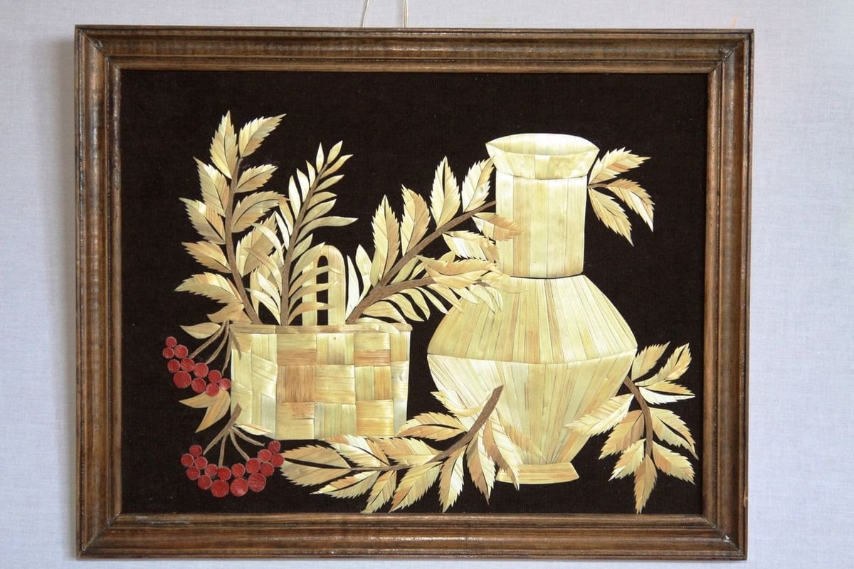 Аппликация из соломы
