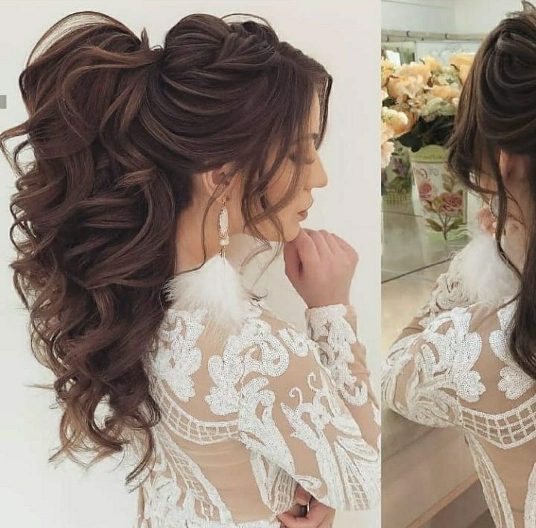 Свадебные хвосты на длинные волосы