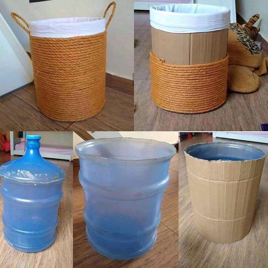 Корзина для белья из бутылок