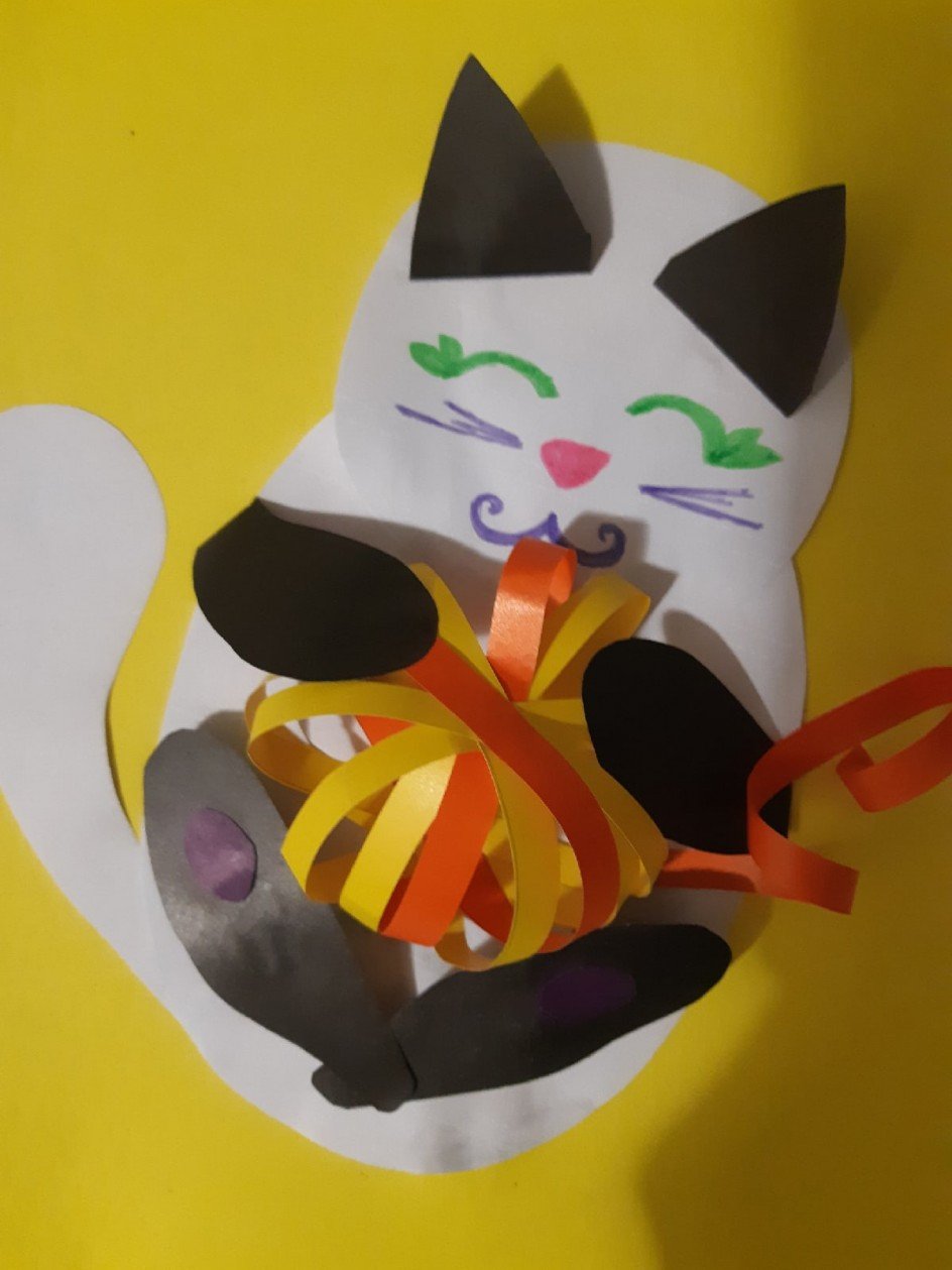 Кошечка из цветной бумаги