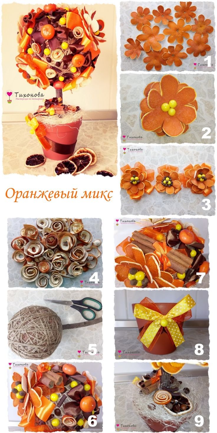 Осенний топиарий из апельсинов