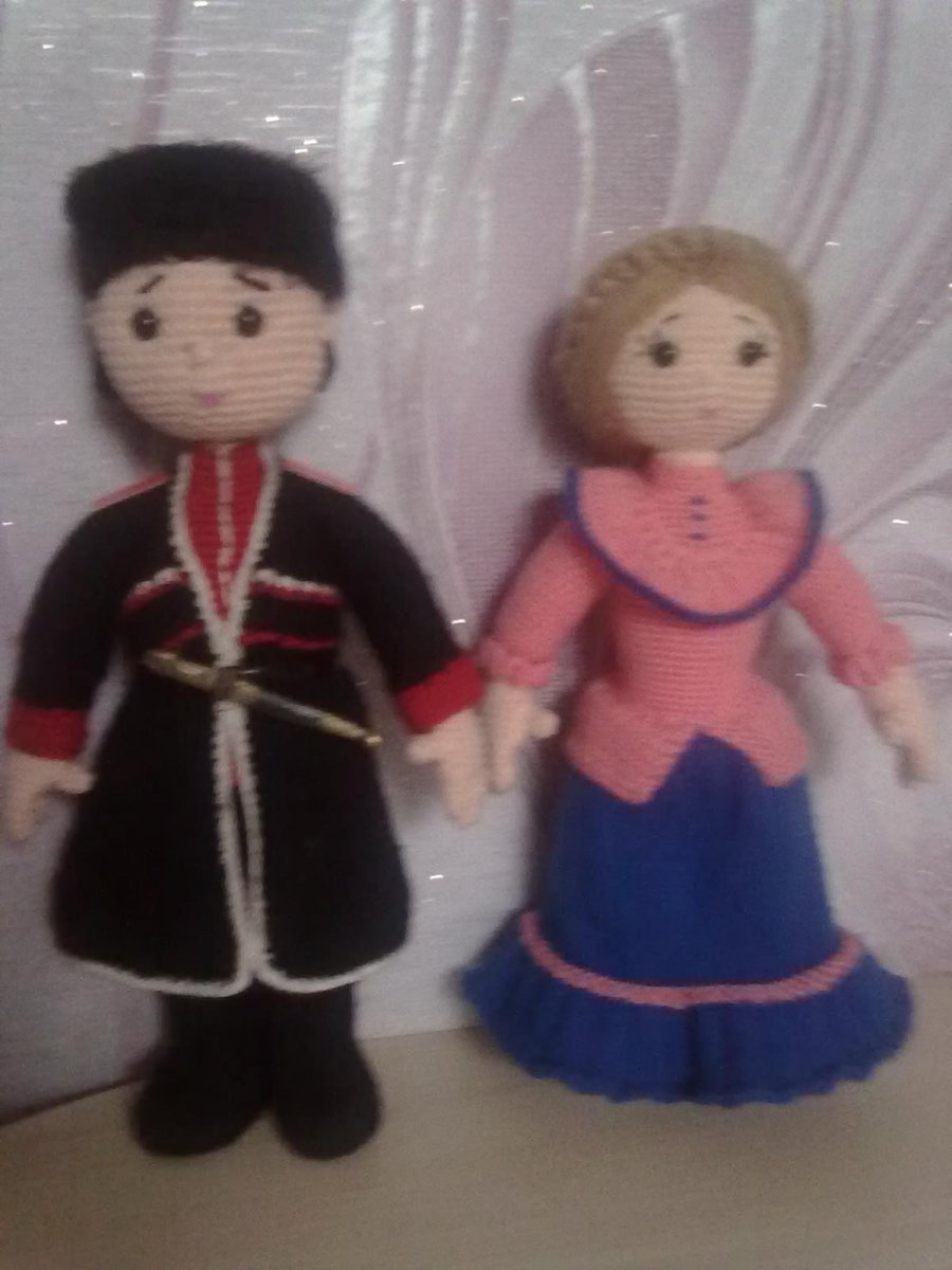Вязаные игрушки казак и казачка