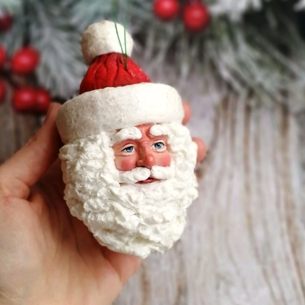 Ватная елочная игрушка дед Мороз