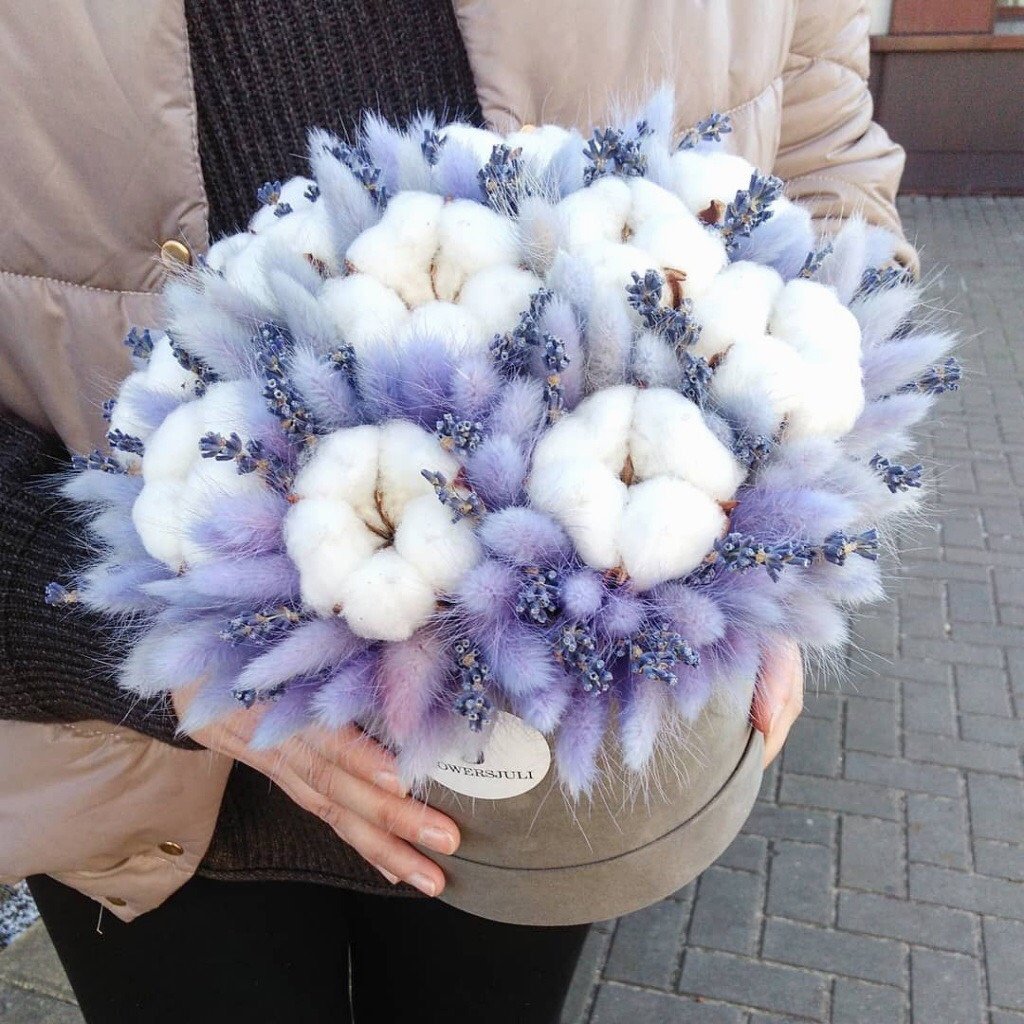 Букет с Ларгусом и хлопком