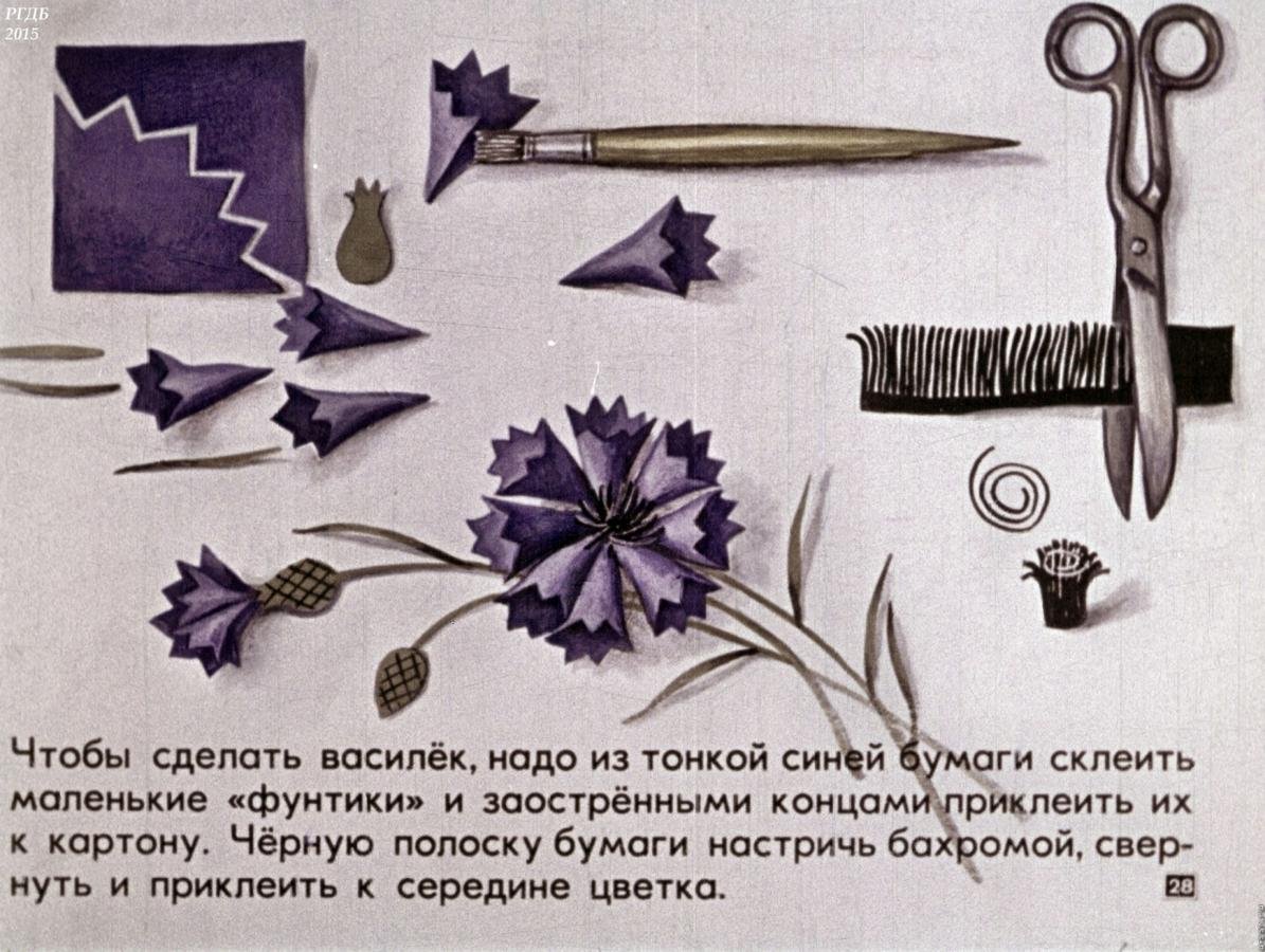Василек из бумаги объемный