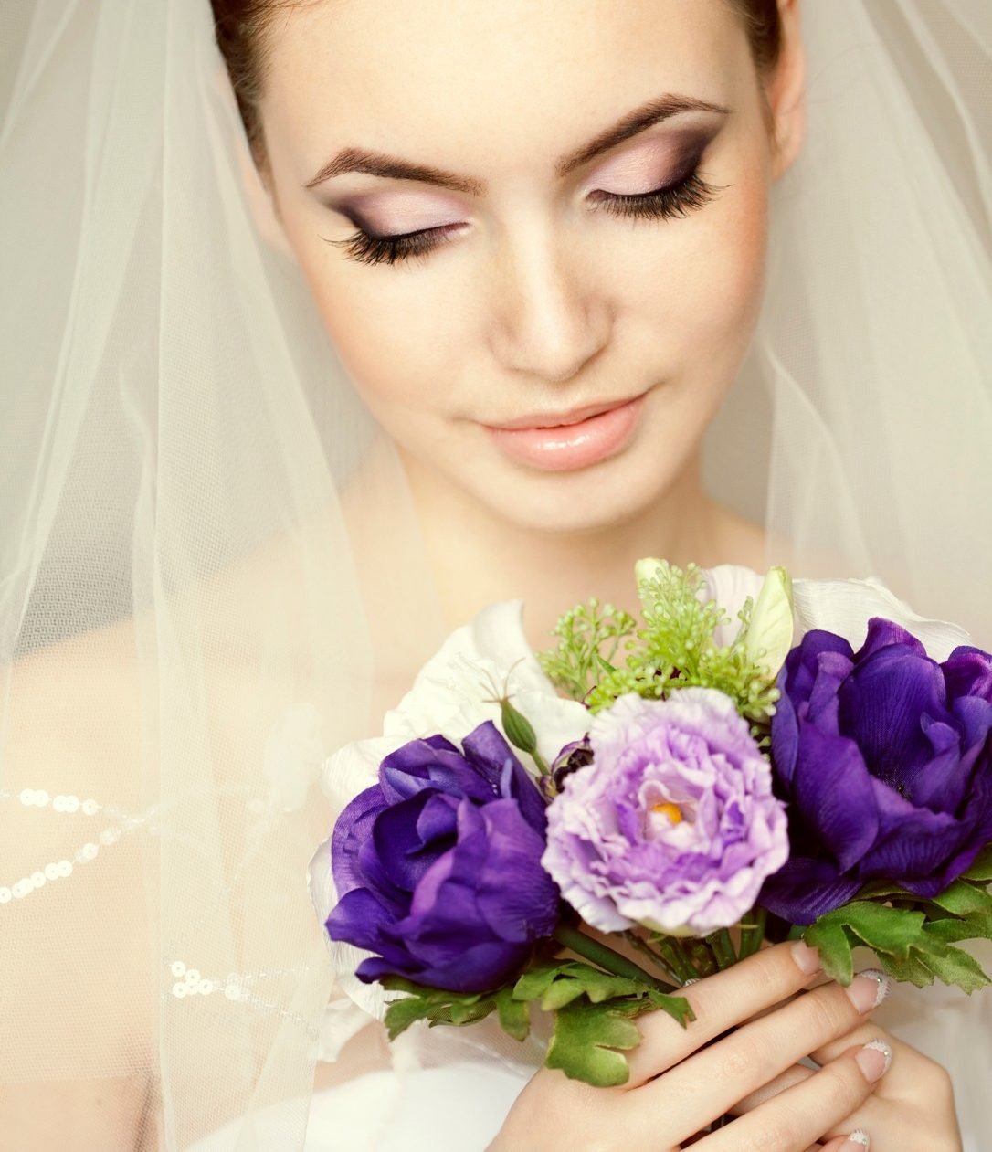 Макияж свадебный в фиолетовых тонах