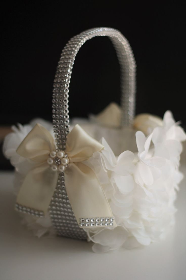 Ivory Flower girl Baskets for Weddings