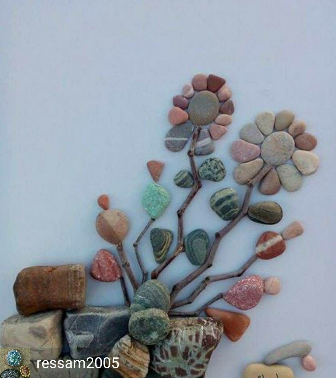 Композиции из гальки морской