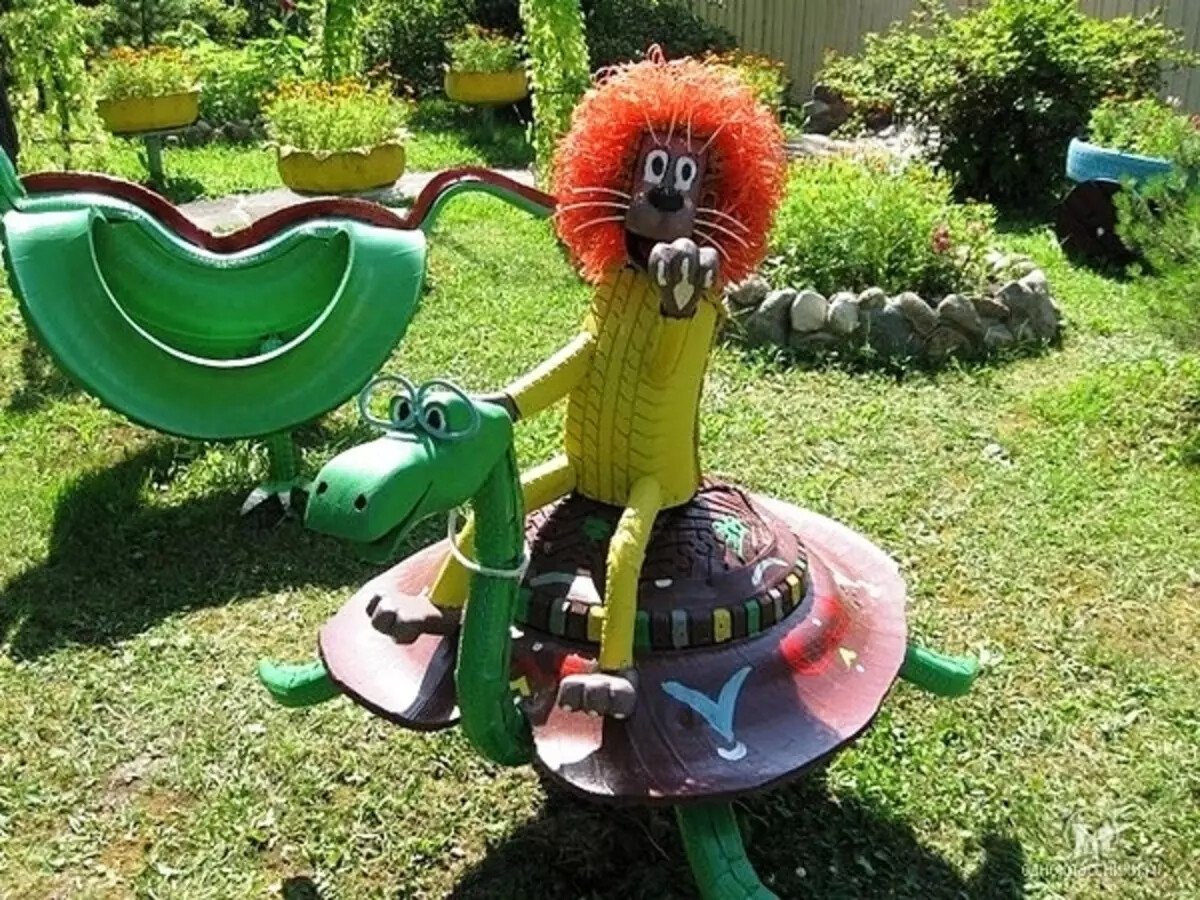 Фигурки для дачи из шин