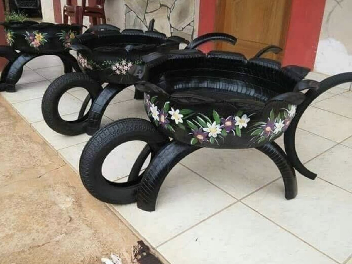 Изделия из шин для сада