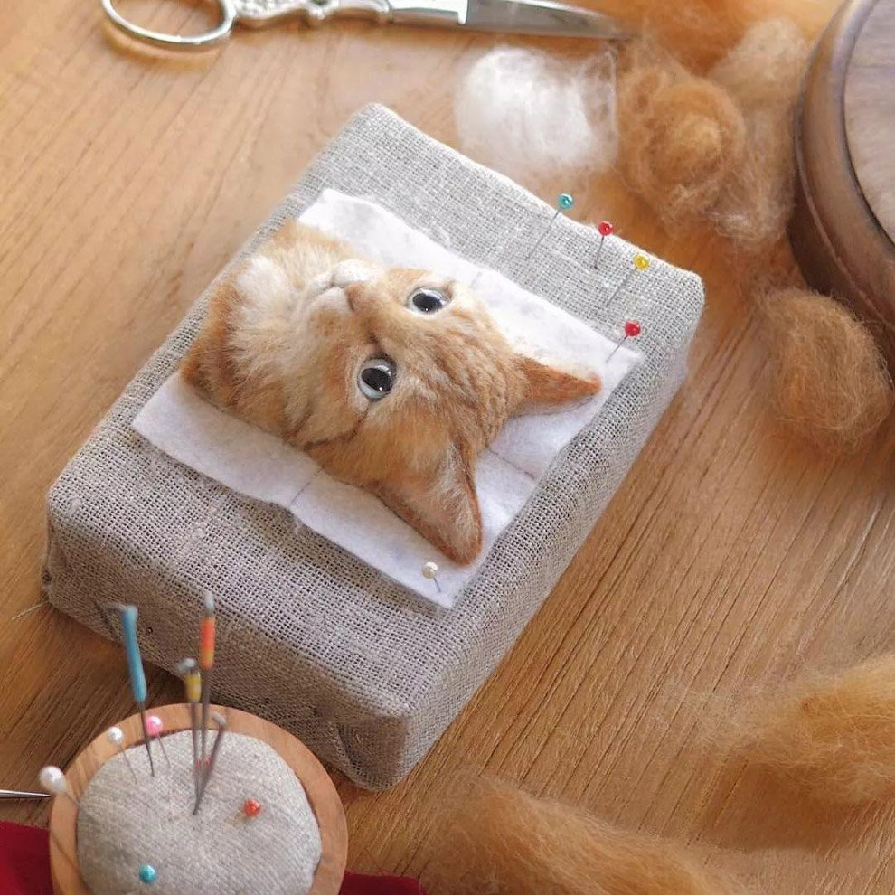 Японские котики из шерсти