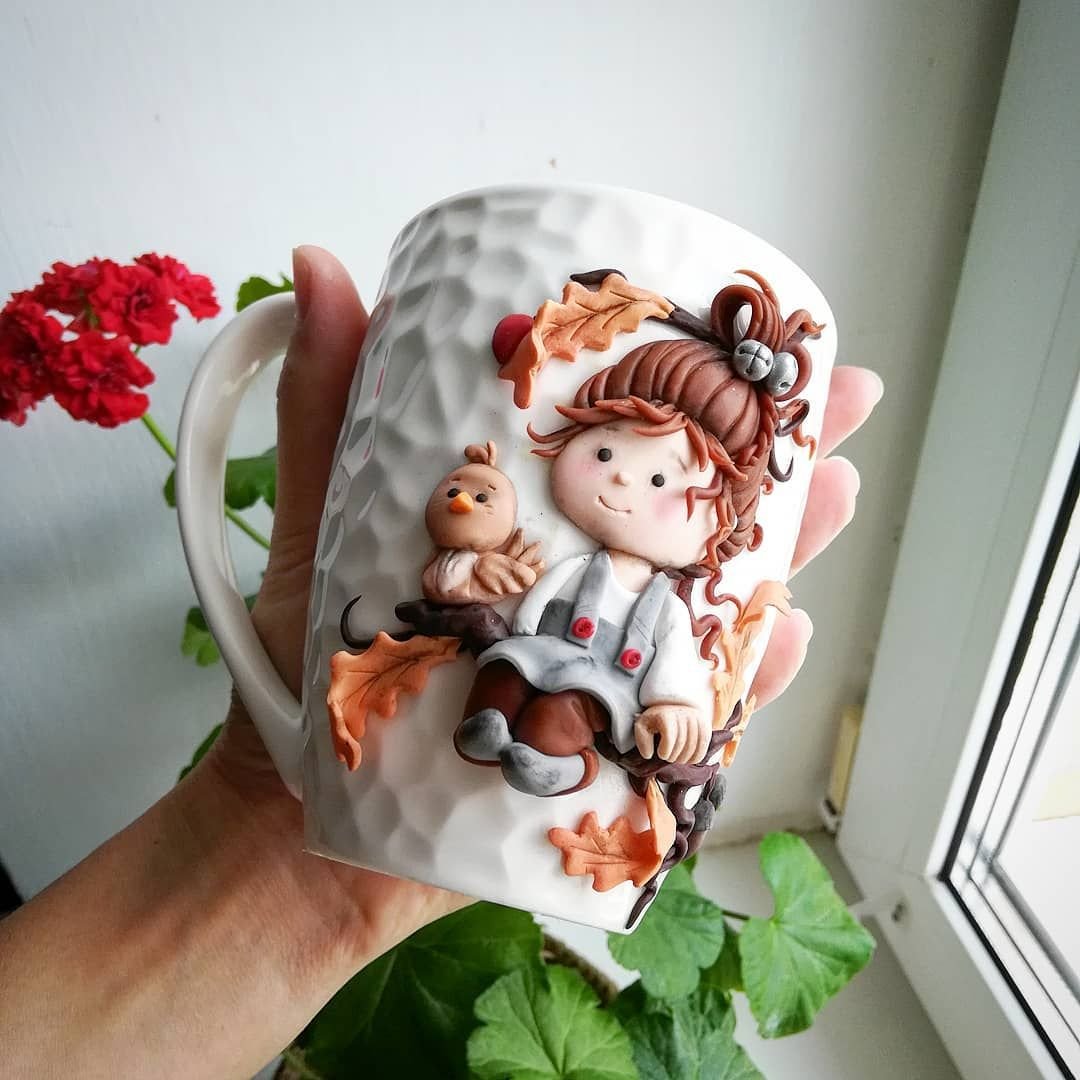 Декор кружки полимерной глиной