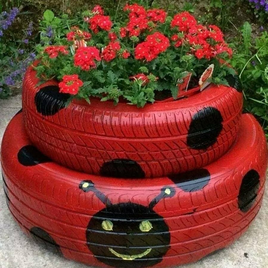 Поделки в огород из колес