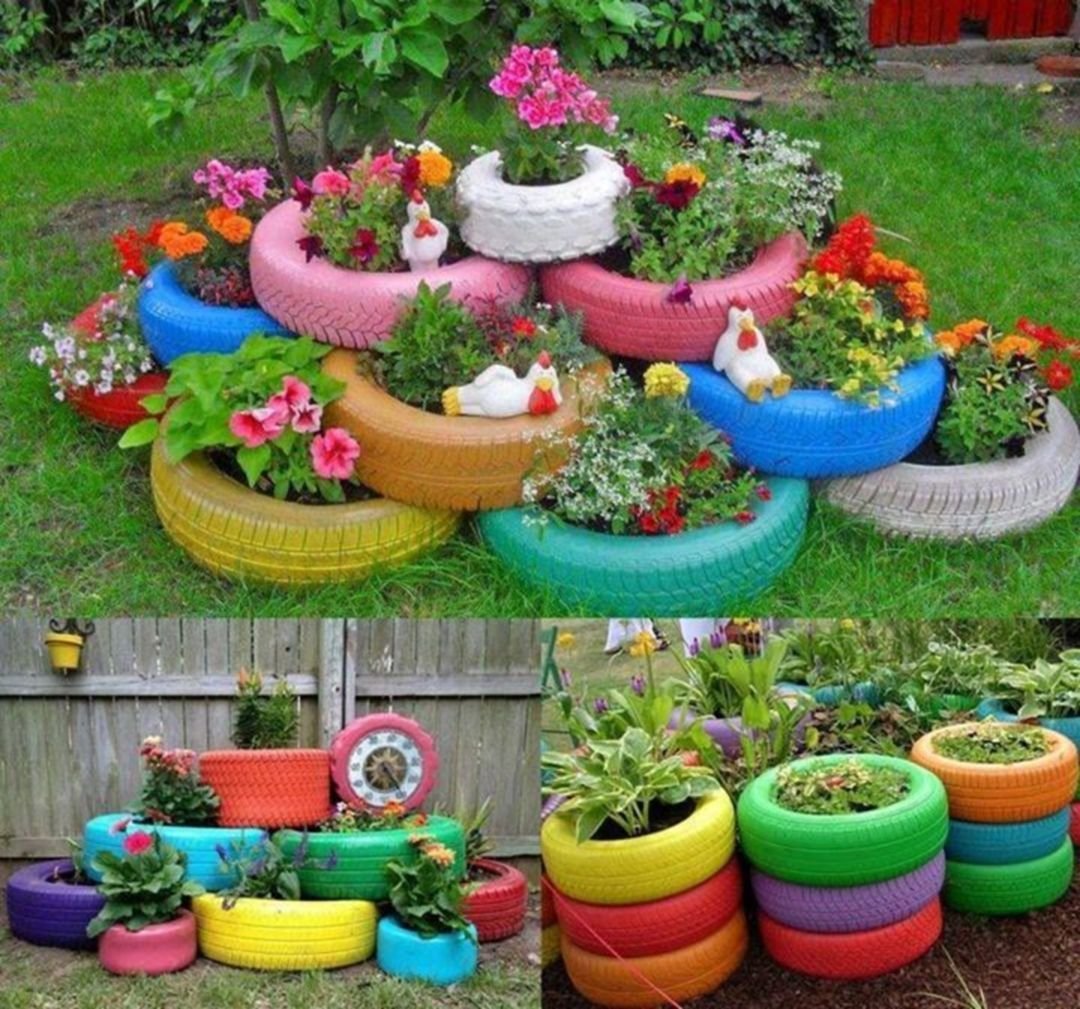Клумбы из колес