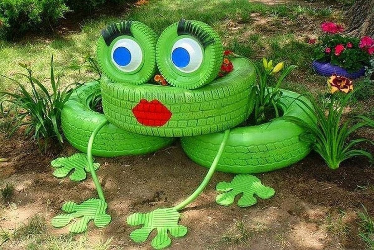 Украшения для сада из покрышек
