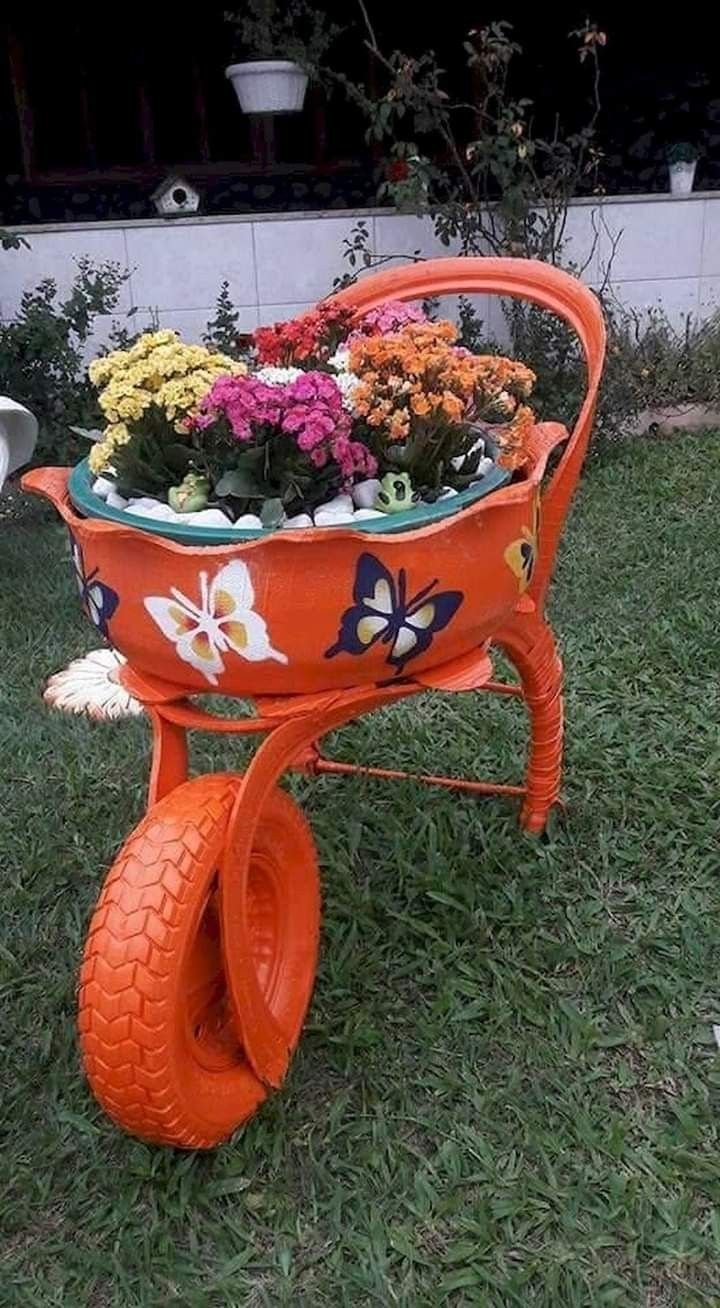 Клумбы из покрышек