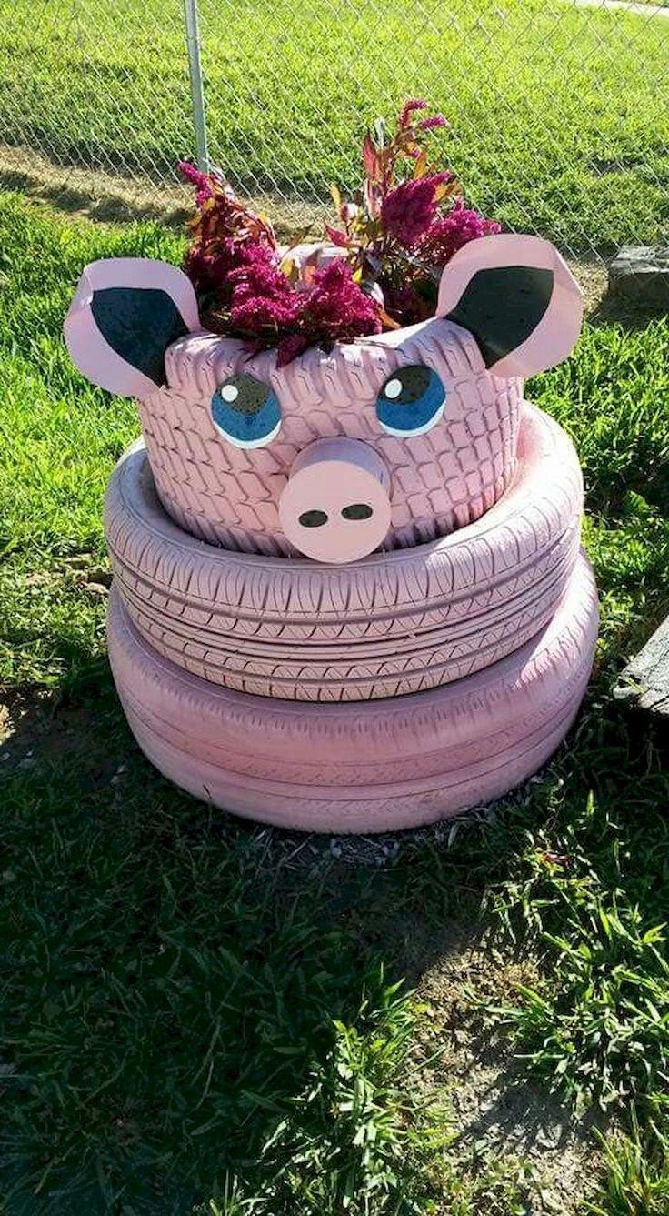 Украшения для сада из покрышек