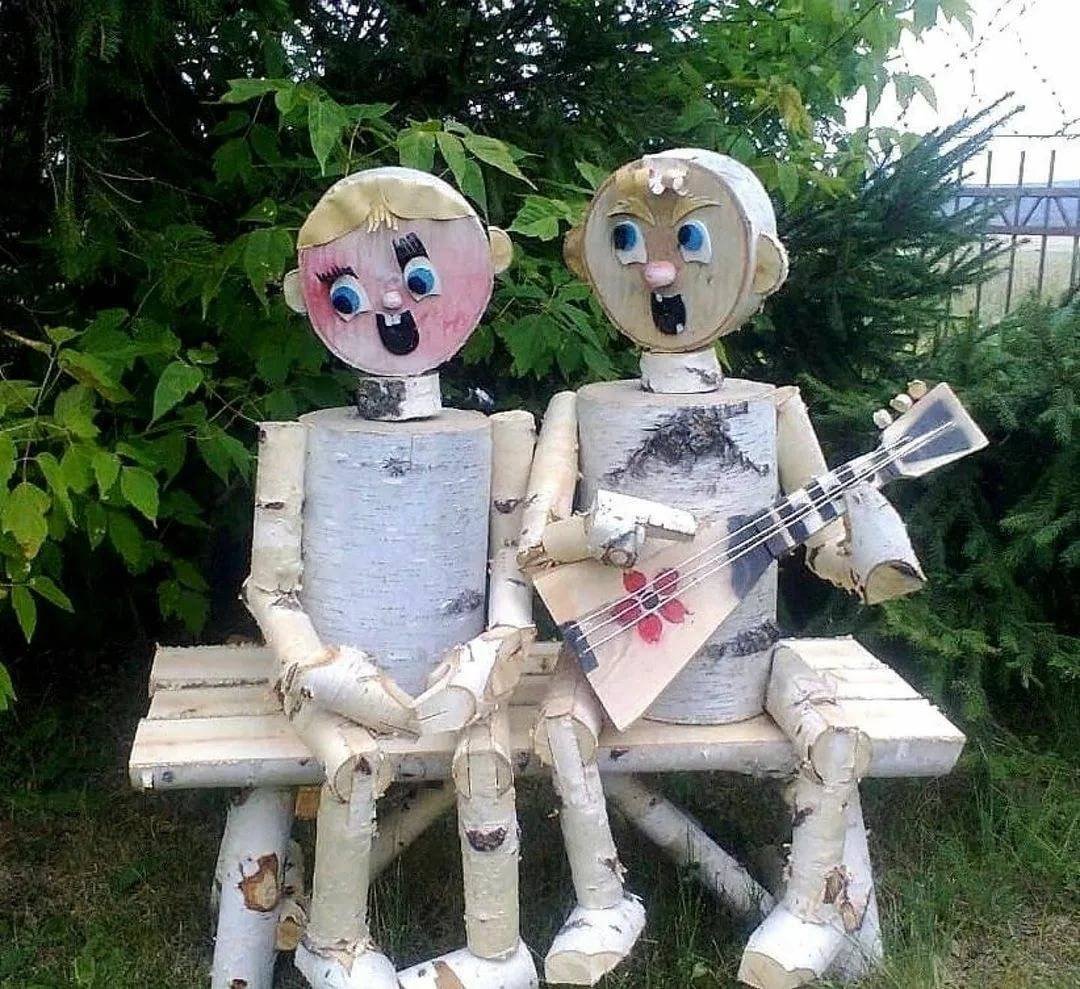 Украшения для сада из березовых поленьев