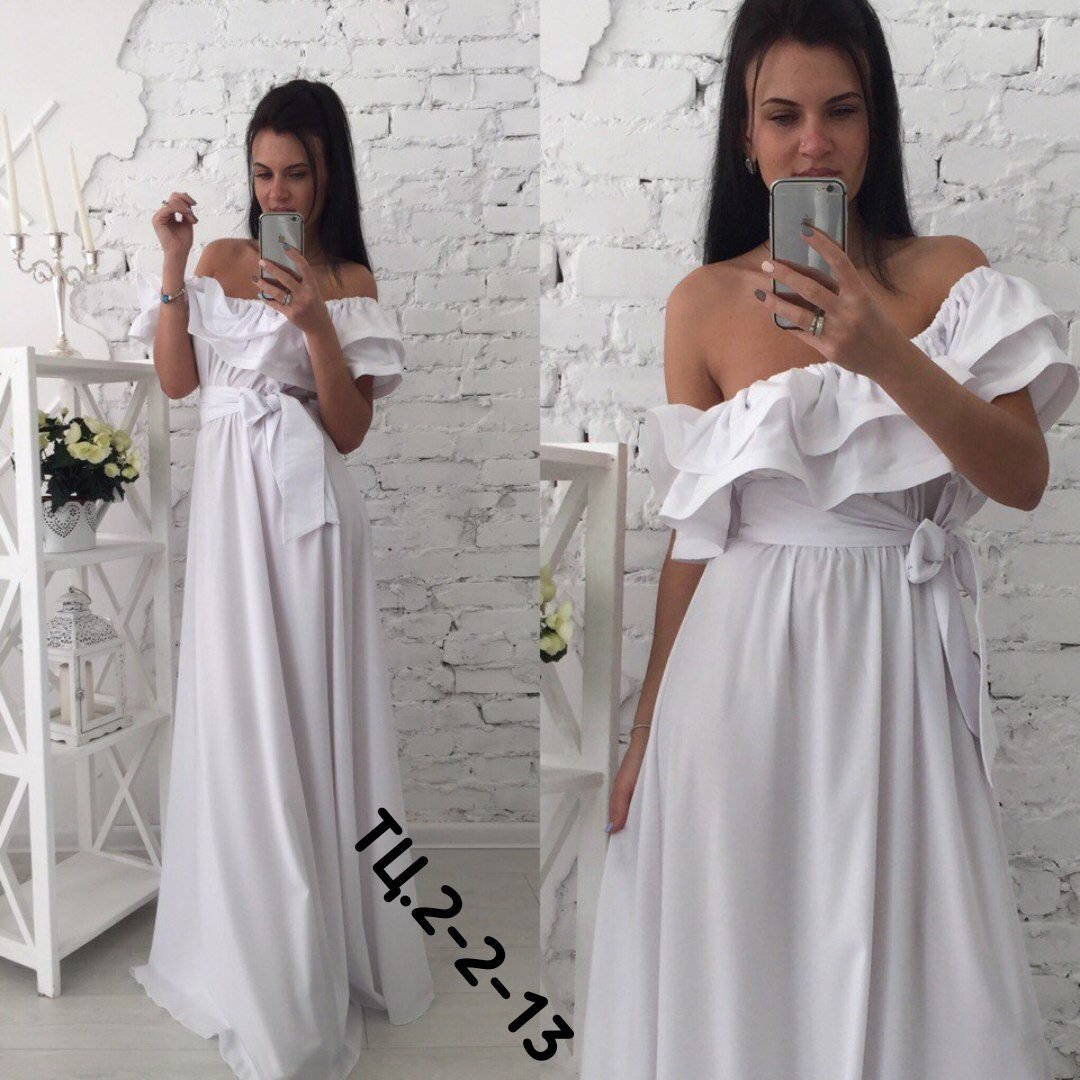 Белое свадебное длинное платье