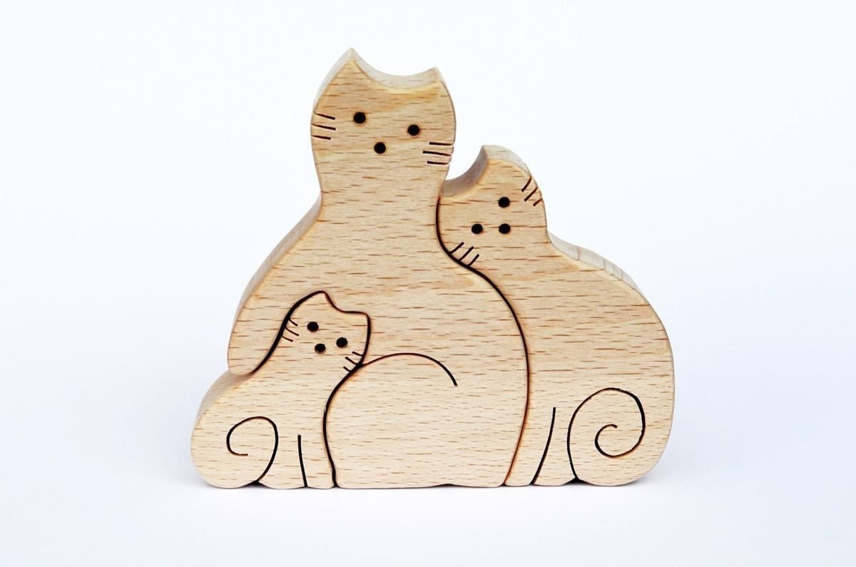Кошки пазл из дерева