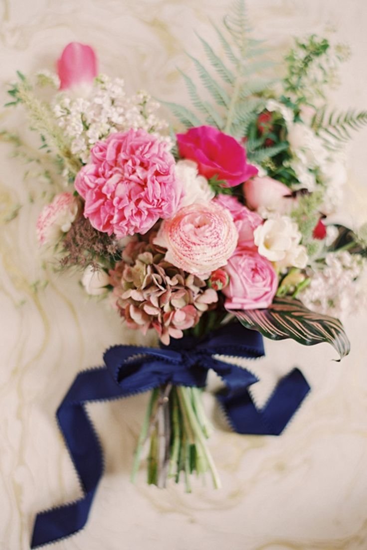 Wedding Bouquet with Blue ribbon