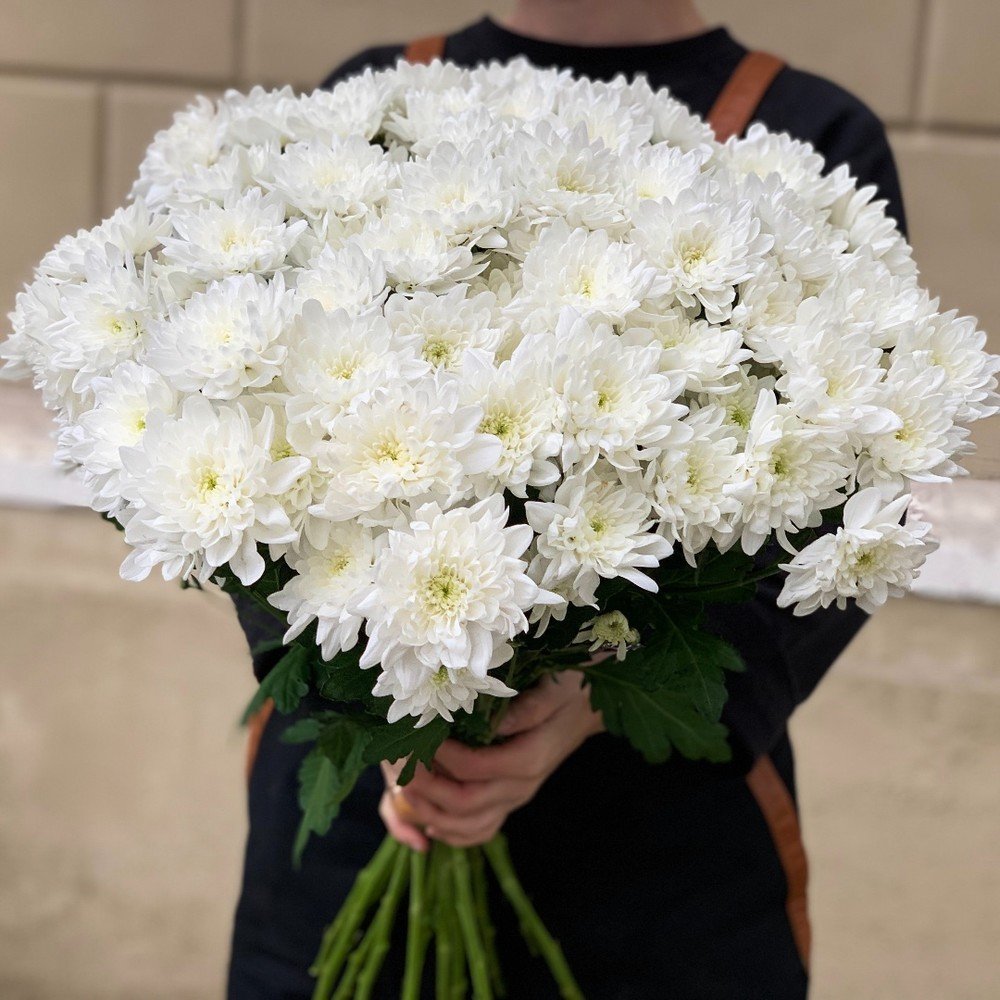 Хризантема Балтика белая букет
