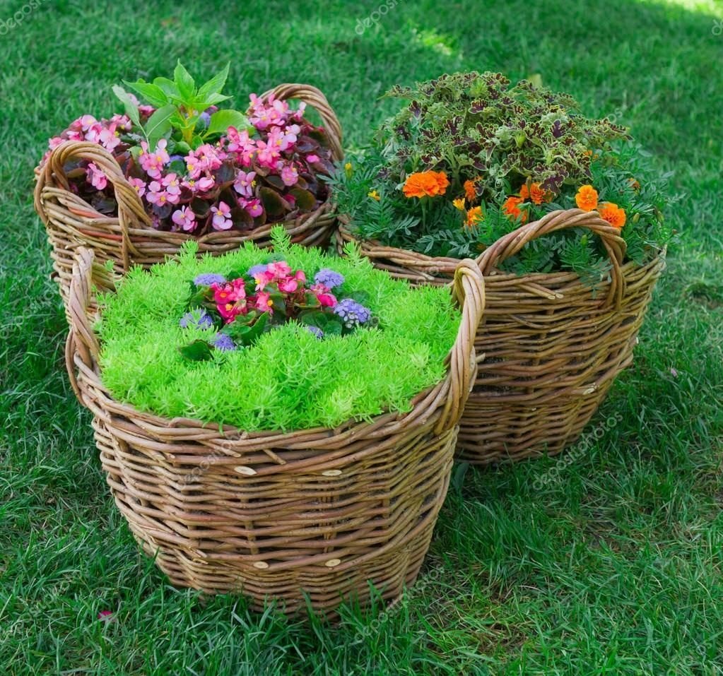 Плетеные клумбы для цветов