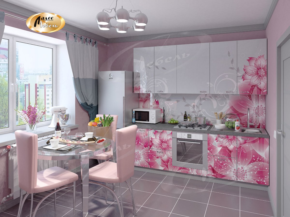 Розовый кухонный гарнитур