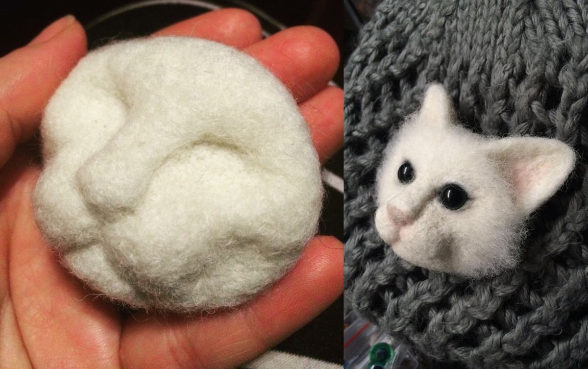 Валяние из шерсти кошки