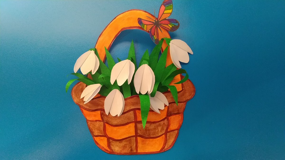 Поделка подснежники в корзине
