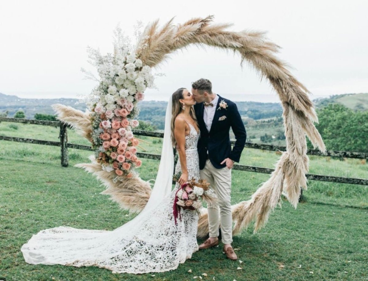 Pampas grass Weath Boho Wedding Welcome sign