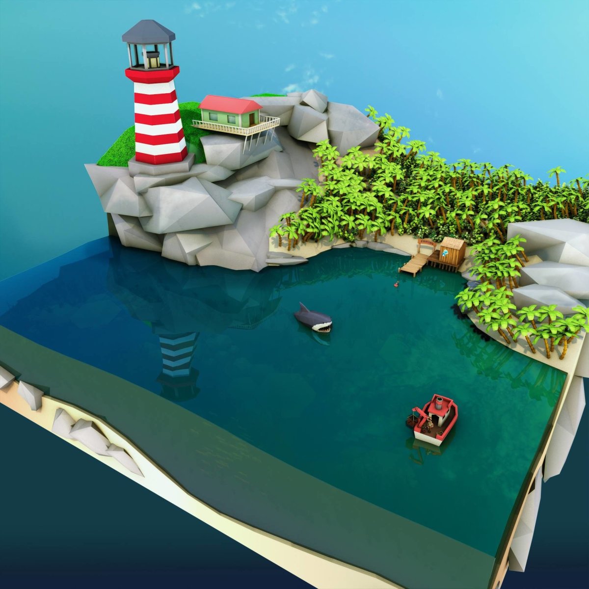 Low Poly ландшафт 3д