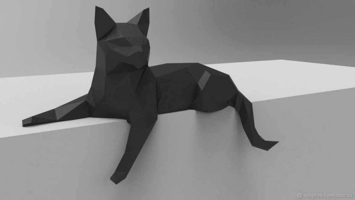 Оригами черная кошка