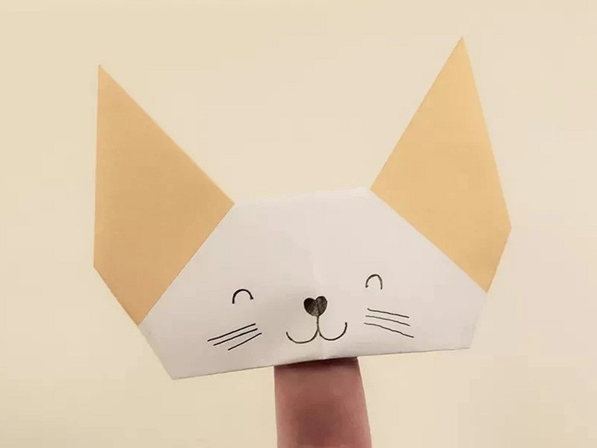 Оригами мордочка кошки из бумаги