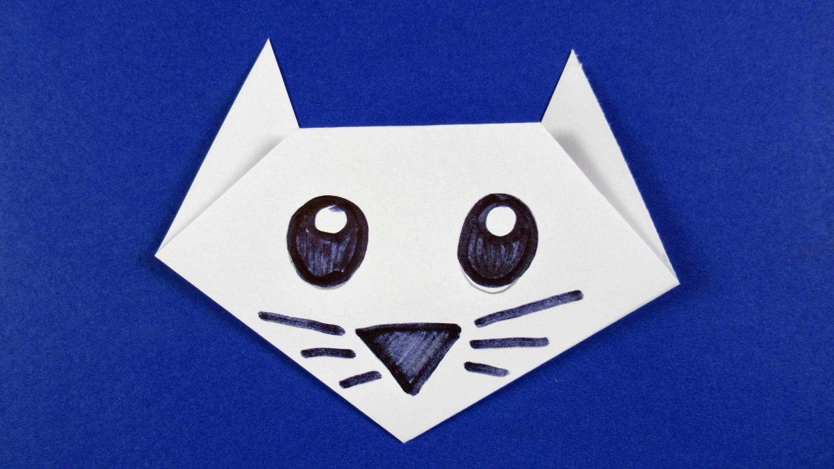 Закладка оригами кошка