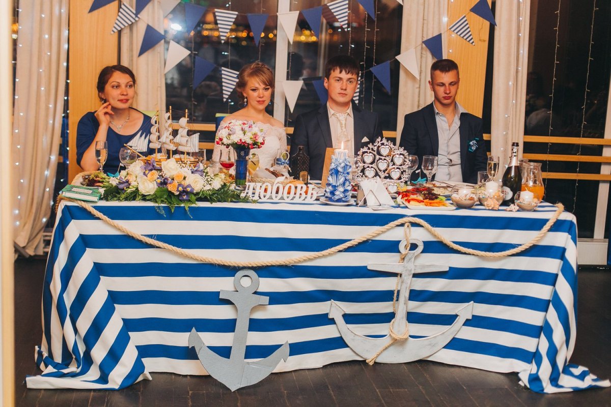 Свадьба в морской тематике,гости