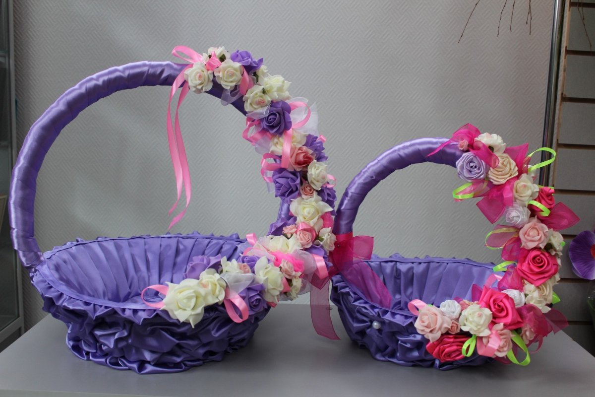 Корзинка из атласных лент