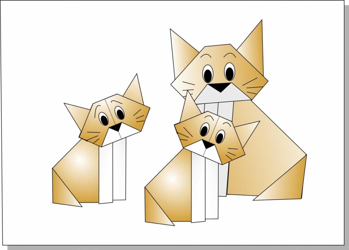 Оригами кошка