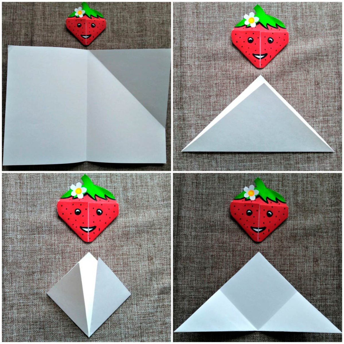 Оригами клубника из бумаги