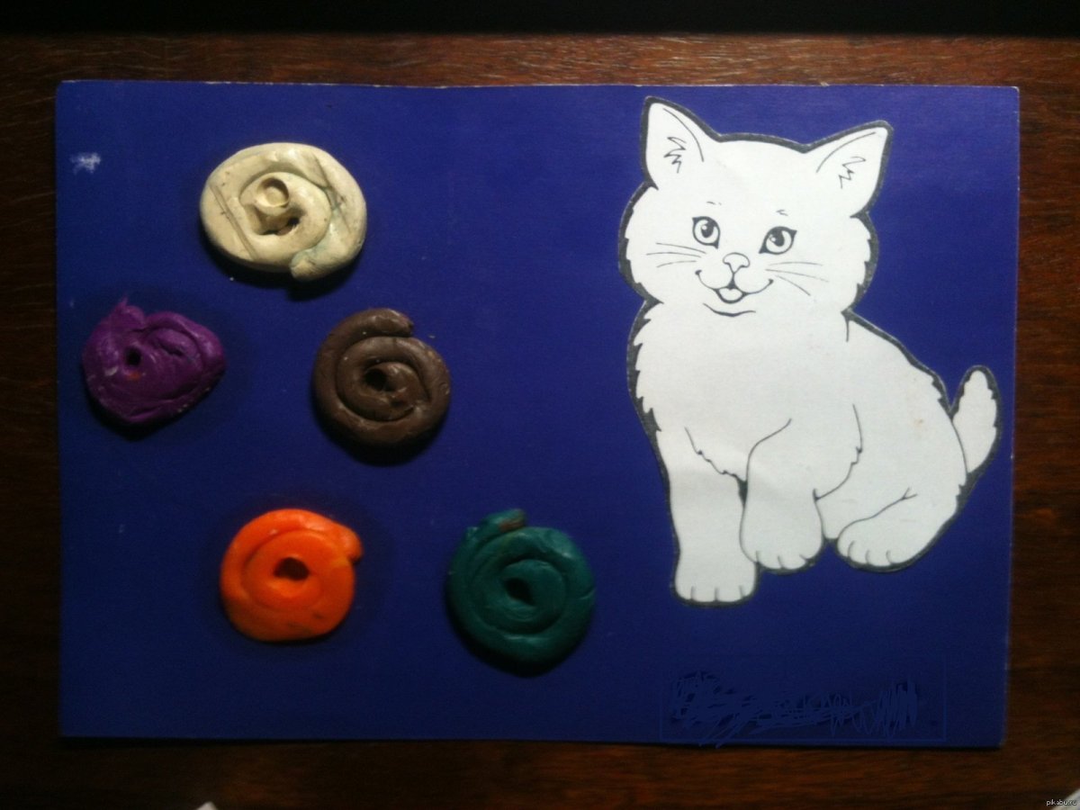 Клубочки для котенка лепка